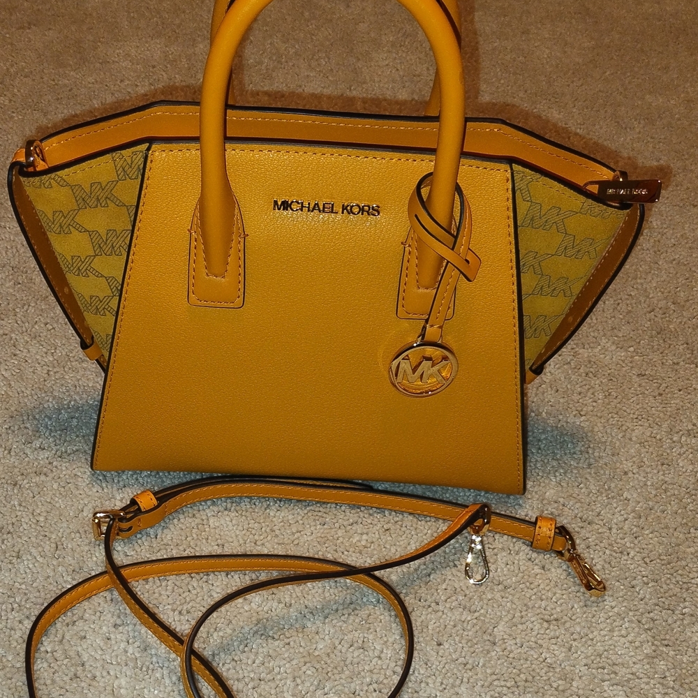 Michael Kors Avril Monogram Yellow Handbag. New Without Tag.